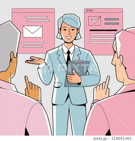 職場で社員を指導するビジネスパーソン 119041305