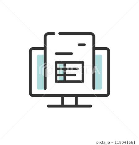 パソコンで書類作成するアイコン(版ずれ・ブルー) パソコンで書類作成するアイコン(版ずれ・ブルー) 119041661