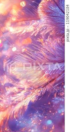 暖かいパステルライトの中に浮かぶ羽 119042184