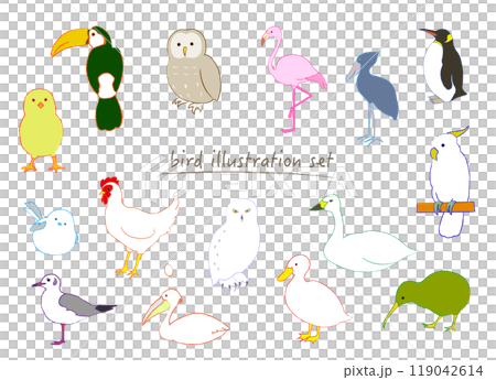 かわいい鳥のイラスト素材 119042614