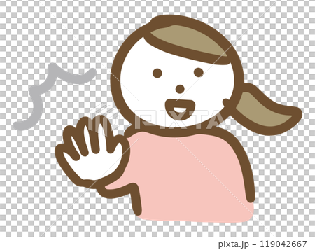 笑顔でストップをかける女性 119042667