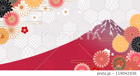 和柄 富士山 年賀状 背景 和柄 富士山 年賀状 背景 119042836