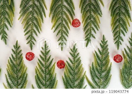 Fake fir tree branch for decorating of bouquets and home Fake fir tree branch for decorating of bouquets and home 119043774