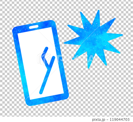 Blue starry sky | Smartphone with cracked screen 119044703