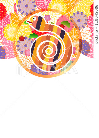 巳　年賀状　菊　背景 119045086