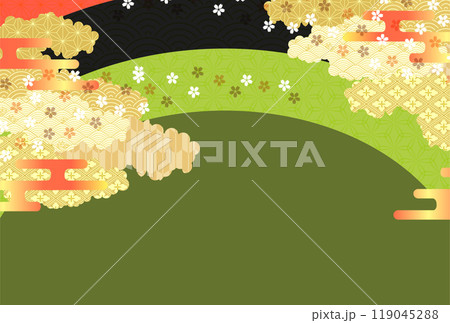 和柄　桜　年賀状　背景	 119045288