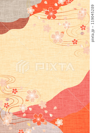 和柄　桜　年賀状　背景	 119045289