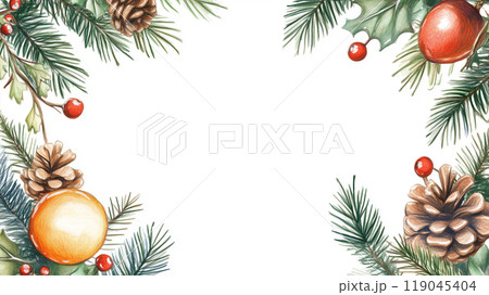 色鉛筆タッチのクリスマスフレーム背景素材 119045404