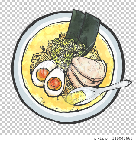 Hand-drawn illustration of salt ramen 119045669