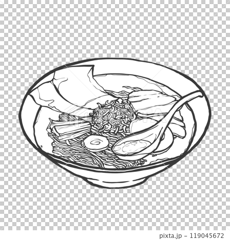 醤油ラーメンの手書き筆絵風イラスト 119045672