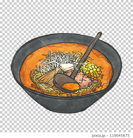 Hand-drawn illustration of miso ramen Hand-drawn illustration of miso ramen 119045675