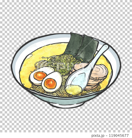 鹽拉麵的手寫筆畫風格插畫 119045677