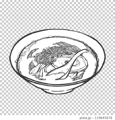 豬骨拉麵手寫筆畫風格插畫 豬骨拉麵手寫筆畫風格插畫 119045678