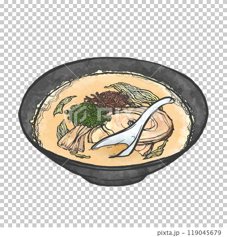 豬骨拉麵手寫筆畫風格插畫 豬骨拉麵手寫筆畫風格插畫 119045679