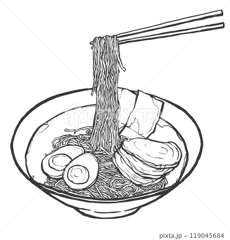 塩ラーメンの手書き筆絵風イラスト 塩ラーメンの手書き筆絵風イラスト 119045684