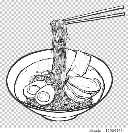塩ラーメンの手書き筆絵風イラスト 塩ラーメンの手書き筆絵風イラスト 119045684
