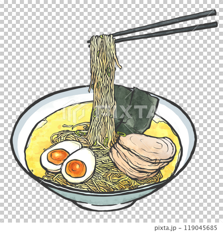 Hand-drawn illustration of salt ramen Hand-drawn illustration of salt ramen 119045685