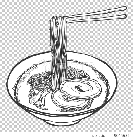豬骨拉麵手寫筆畫風格插畫 豬骨拉麵手寫筆畫風格插畫 119045686