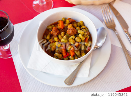 Habas a la catalana, Spanish bean ste 119045841