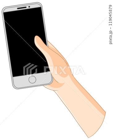 Hand Holding Smartphone Illustration Hand Holding Smartphone Illustration 119045879