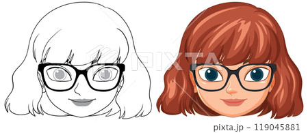Vector Illustration of Woman's Face 119045881