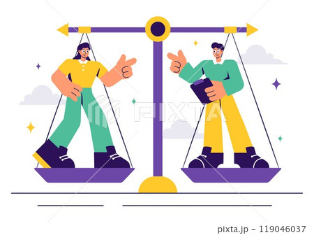 Vector Illustration of Conflict Resolution and Management featuring Two Social Groups with Different Opinions and Disagreements in a Flat Background 119046037