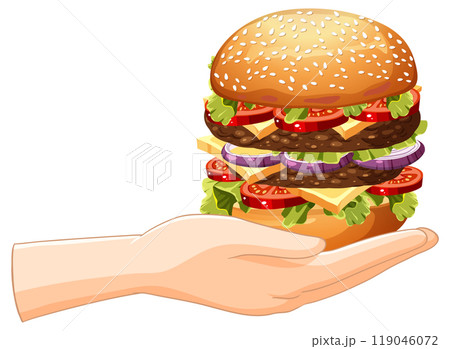 Hand Holding a Delicious Burger 119046072