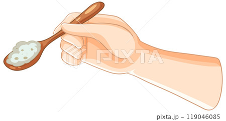 Hand Holding a Wooden Spoon 119046085