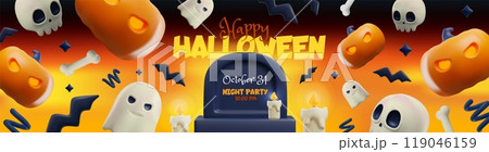3D Halloween poster for party invitations and decor. 119046159