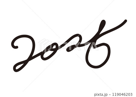 手書きで一筆書きされた「2025」 手書きで一筆書きされた「2025」 119046203