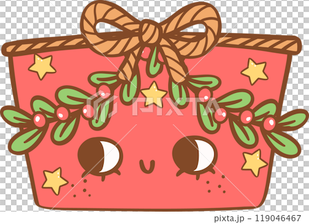 Retro Cowboy Christmas red present gift box 119046467