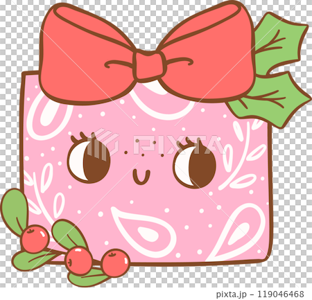 Retro Cowboy Christmas pink present gift box 119046468