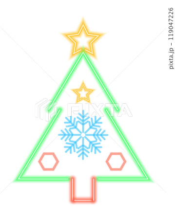 Neon Geometric Tree with Snowflake Neon Geometric Tree with Snowflake 119047226