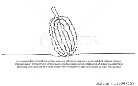 Jack fruit one continuous line design. Fruits symbol design concept. Decorative elements drawn on a white background. 119047557