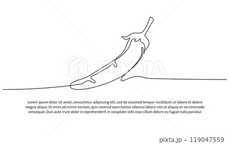 Chilli one continuous line design. Vegetable symbol design concept. Decorative elements drawn on a white background. 119047559