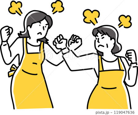 怒ってこぶしを交える女性二人 119047636