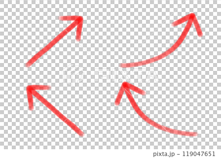 水彩風のシンプルな上昇の赤い矢印の手描き風イラストセット 119047651