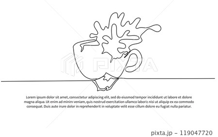 Coffee splash one continuous line design....のイラスト素材 [119047720] - PIXTA