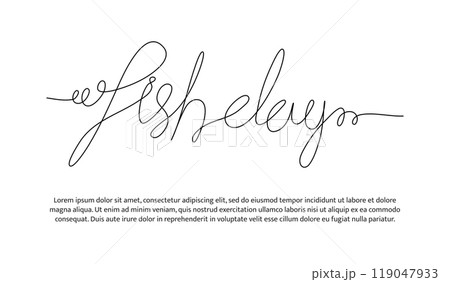One continuous line of fish day lettering. Minimalist style vector illustration on white background. 119047933