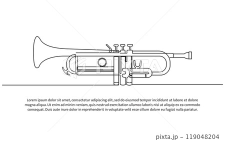 Trumpet one continuous line design. Decorative elements drawn on a white background. 119048204