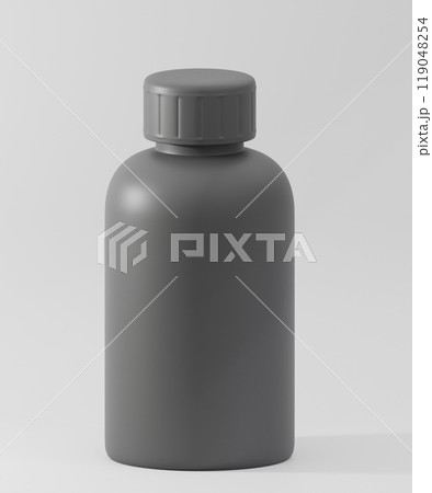 Black Bottle Design Mockup with White Backdrop, 3D rendering	 119048254