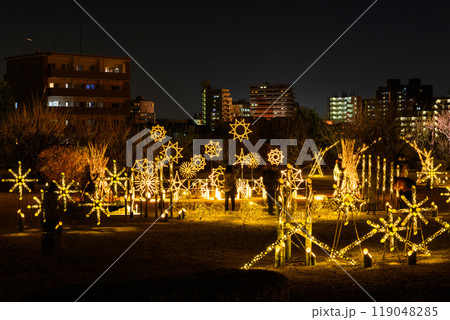 幻想的で美しい日本庭園　ライトアップ竹あかり風景「旧細川刑部邸限定公開と紅葉ライトアップ」(熊本市) 119048285