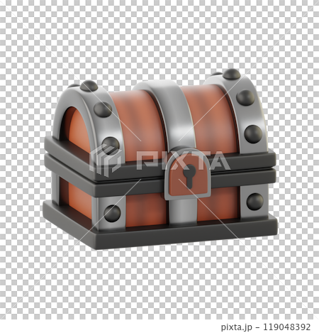 Wooden Treasure Chest 3D Illustrations	 119048392