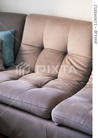Various cushions placed on couch. Various cushions placed on couch. 119048852
