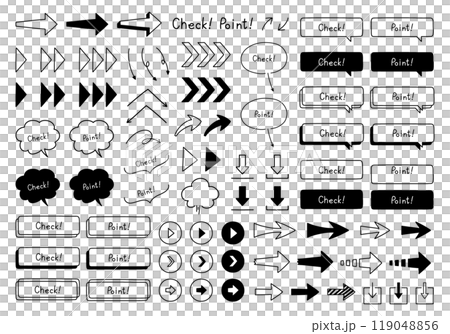 Pop and stylish arrow and check & point icon set 119048856