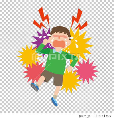 一個男孩哭鬧發脾氣 119051305