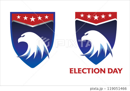 Election day badge. Eagle head, Stars and Stripes on shield Election day badge. Eagle head, Stars and Stripes on shield 119051466