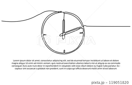 One line wall clock poster with frame. Abstract minimal continuous line wall decor. One line wall clock poster with frame. Abstract minimal continuous line wall decor. 119051820