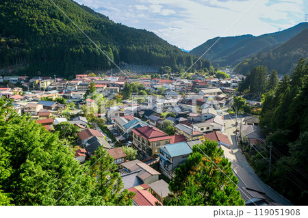 奈良・天川村 かりがね橋から眺めた天川村 奈良・天川村 かりがね橋から眺めた天川村 119051908