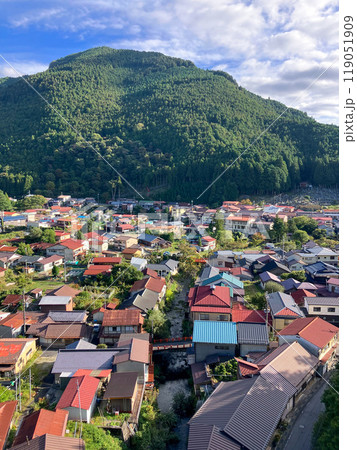 奈良・天川村 かりがね橋から眺めた天川村 119051909